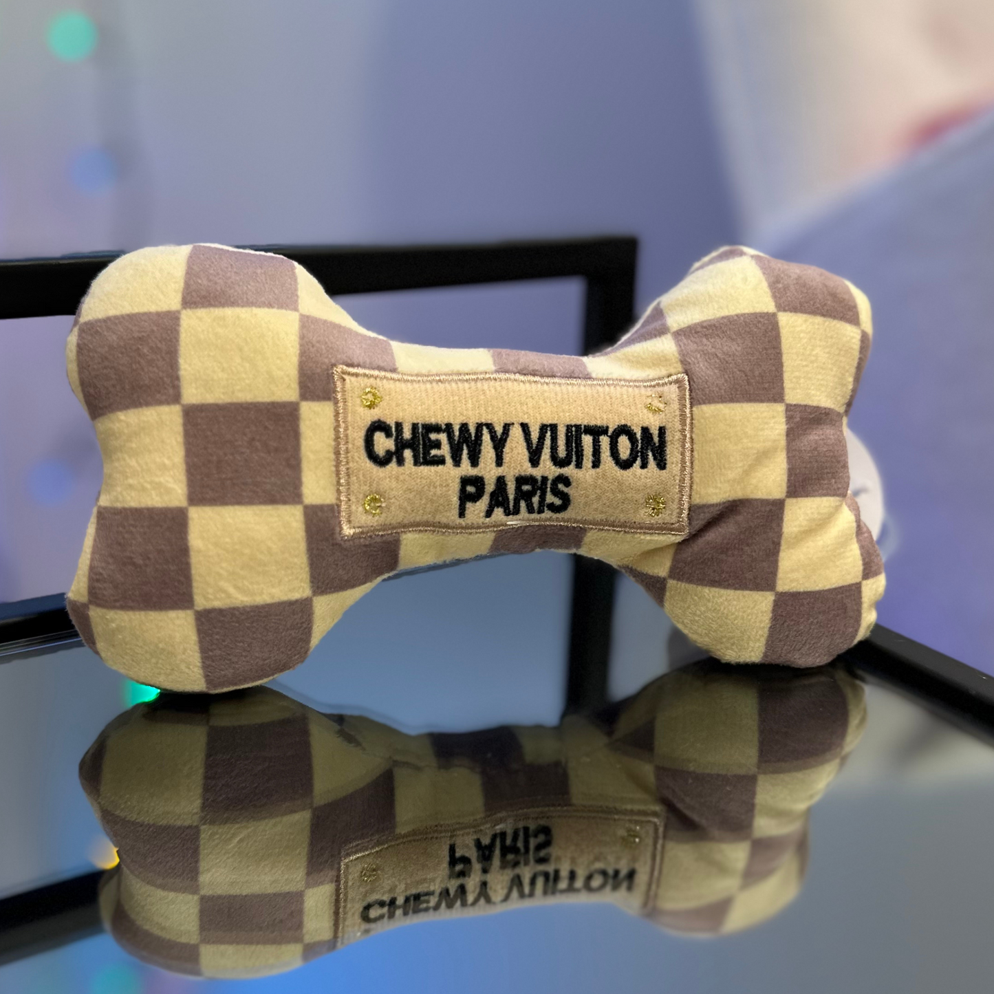 “Chewy Vuiton” Bone - Plush Squeaky Toy