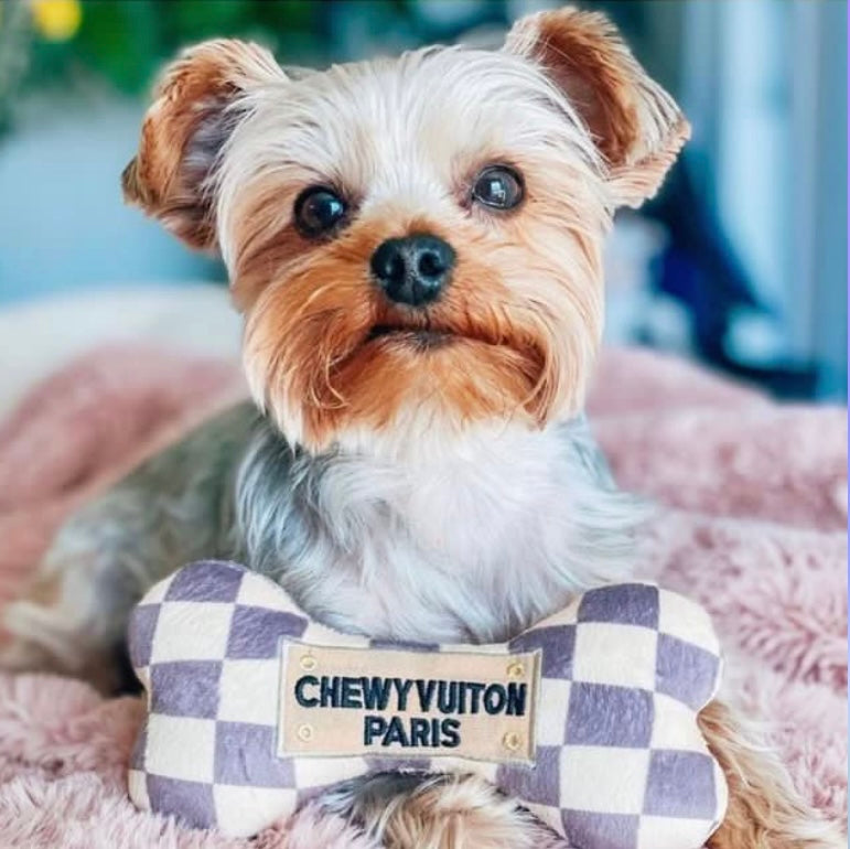 “Chewy Vuiton” Bone - Plush Squeaky Toy