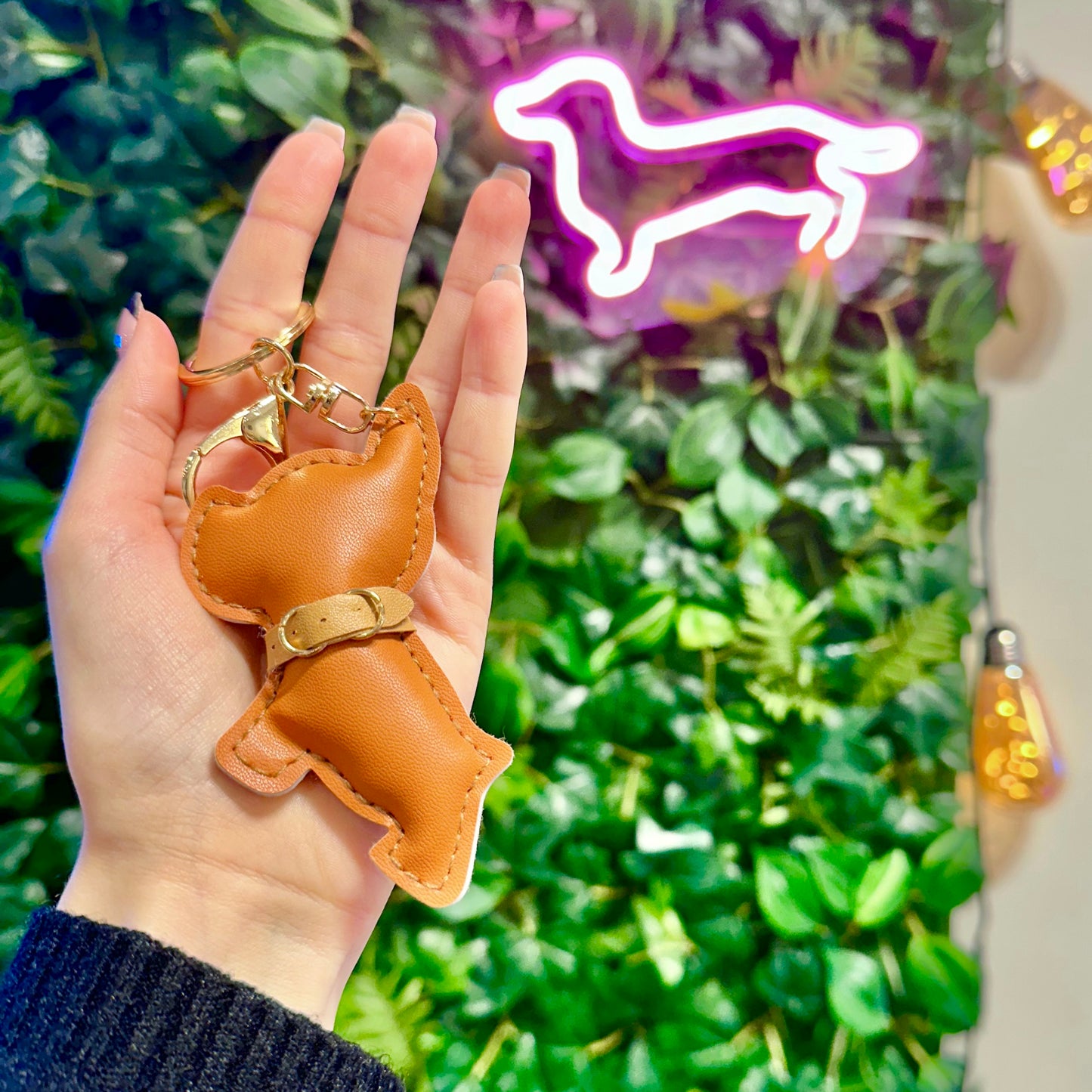 Faux Leather Dog Keychain