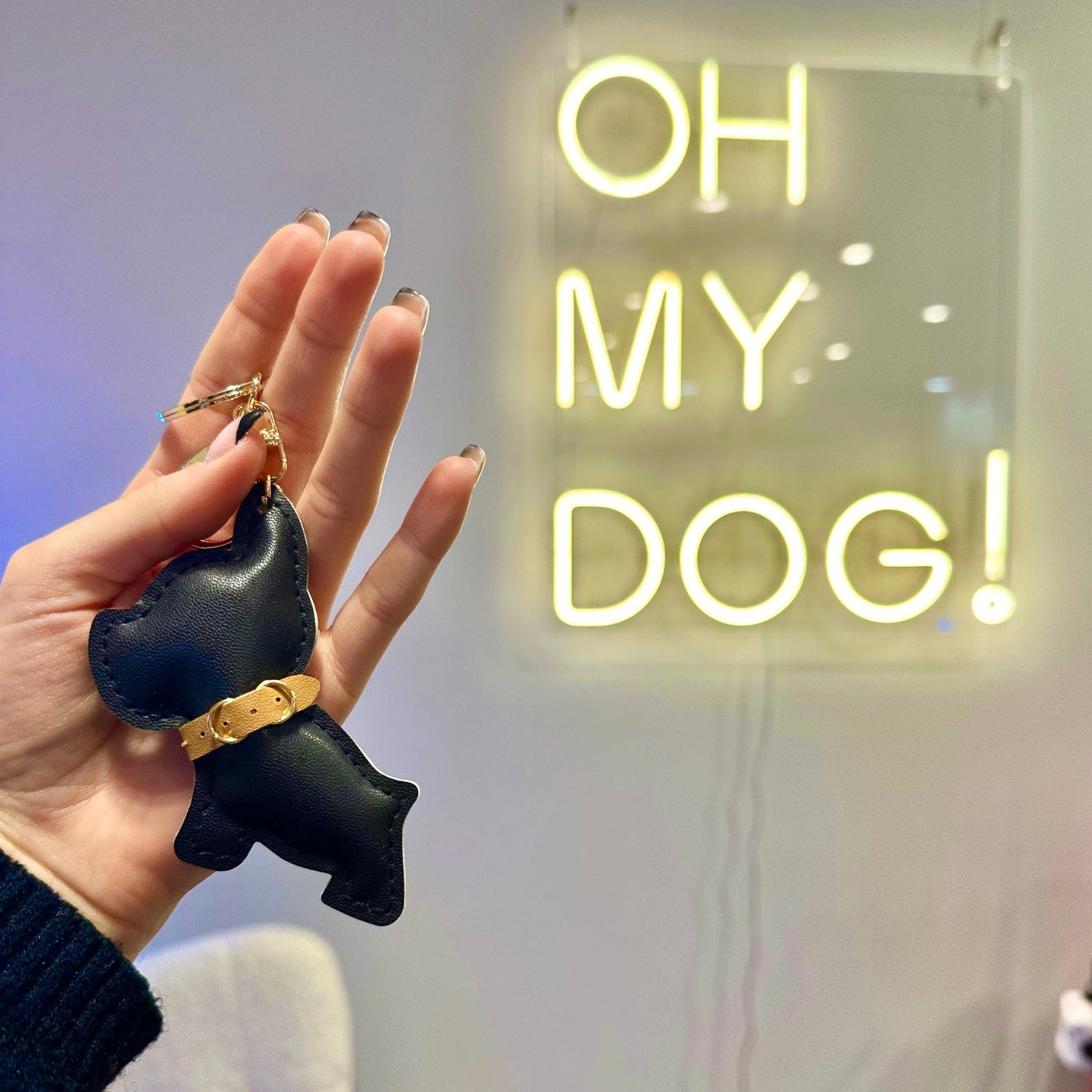 Faux Leather Dog Keychain